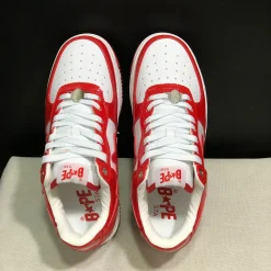 A Bathing Ape Bape Sta Patent Leather White Red (2023) Shoes Sneakers - nk0005516 - Image 8