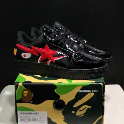 A Bathing Ape Bape Sta Low Shark Black Shoes Sneakers - nk0005517 - Image 3