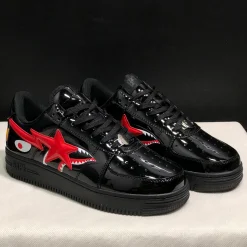 A Bathing Ape Bape Sta Low Shark Black Shoes Sneakers - nk0005517 - Image 6
