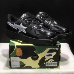 A Bathing Ape Bape Sta #2 Black White Shoes Sneakers - nk0005520 - Image 10