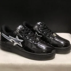 A Bathing Ape Bape Sta #2 Black White Shoes Sneakers - nk0005520 - Image 5