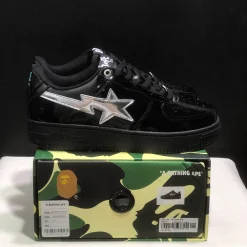 A Bathing Ape Bape Sta #2 Black White Shoes Sneakers - nk0005520 - Image 9
