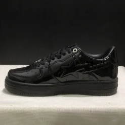 A Bathing Ape Bape Sta Low Patent Black Shoes Sneakers - nk0005521 - Image 4
