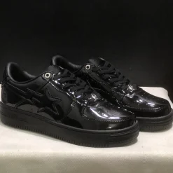 A Bathing Ape Bape Sta Low Patent Black Shoes Sneakers - nk0005521 - Image 5