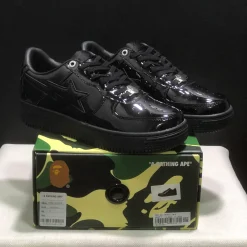 A Bathing Ape Bape Sta Low Patent Black Shoes Sneakers - nk0005521 - Image 10