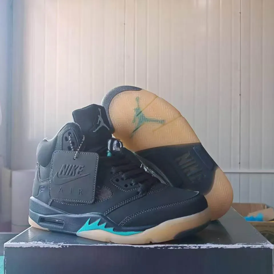 Air Jordan 5 Retro SoleFly Black Aurora Green Shoes Sneakers - nk0005505 - Image 4