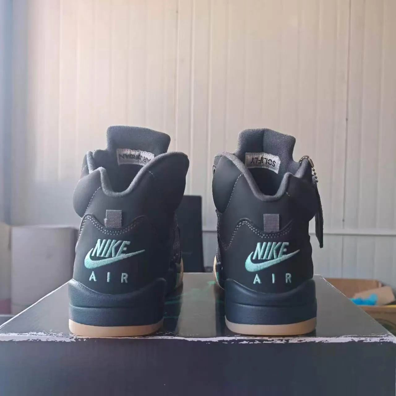 Air Jordan 5 Retro SoleFly Black Aurora Green Shoes Sneakers - nk0005505 - Image 6
